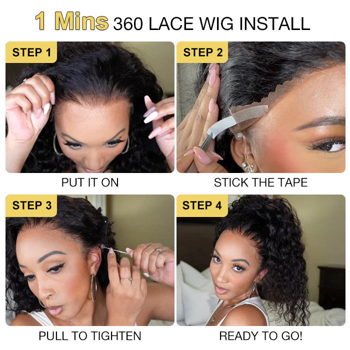 Pre-Cut Lace. Pre-Plucked Hairline. Pre-Bleached Knots. Pre-Curly 4C Edges. Just Wear & Go.