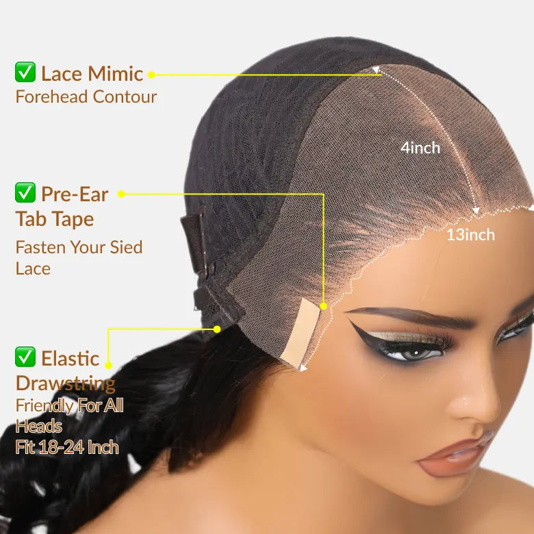 🔥Final 3 Hours: 50%OFF🔥Body Wave 13x4 Lace Frontal Wig Human Hair Pre Plucked Pre Bleached 180% Density Beginner Friendly