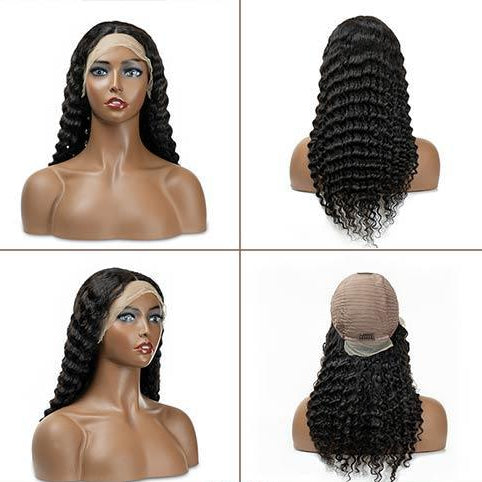 Deep Wave 13x6 Lace Frontal Wig Pre Plucked Hairline Lace Wigs Natural Color On Sale