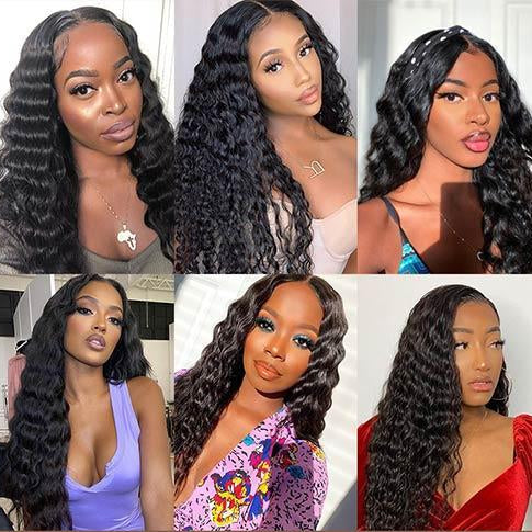 Deep Wave 13x6 Lace Frontal Wig Pre Plucked Hairline Lace Wigs Natural Color On Sale