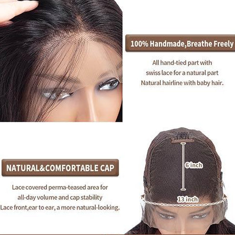 Deep Wave 13x6 Lace Frontal Wig Pre Plucked Hairline Lace Wigs Natural Color On Sale