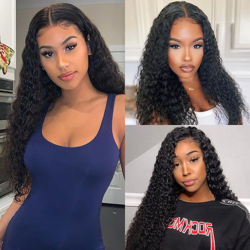 Deep Wave 13x6 Lace Frontal Wig Pre Plucked Hairline Lace Wigs Natural Color On Sale