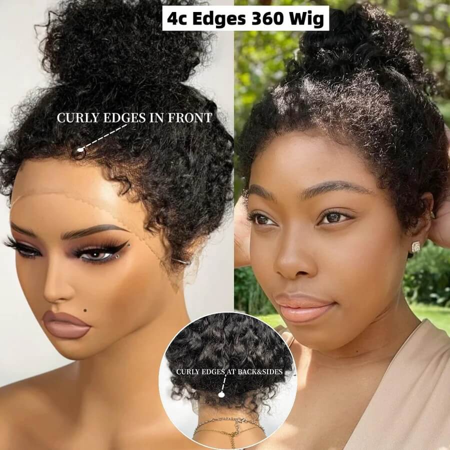 Pre-Cut Lace. Pre-Plucked Hairline. Pre-Bleached Knots. Pre-Curly 4C Edges. Just Wear & Go.