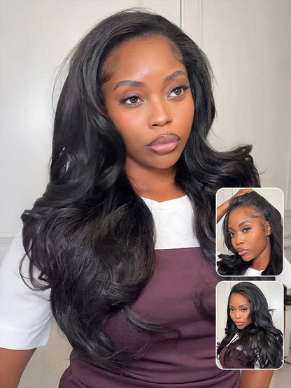 Styled Butterfly Cut Layered Yaki Straight Glueless Install Half Wig With Draw-string Beginner Friendly