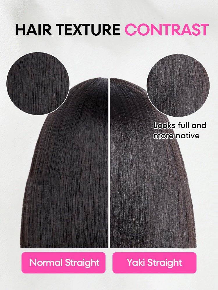 Styled Butterfly Cut Layered Yaki Straight Glueless Install Half Wig With Draw-string Beginner Friendly