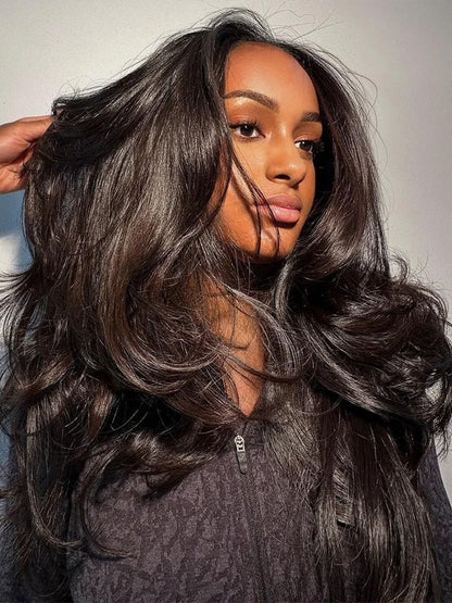 Styled Butterfly Cut Layered Yaki Straight Glueless Install Half Wig With Draw-string Beginner Friendly